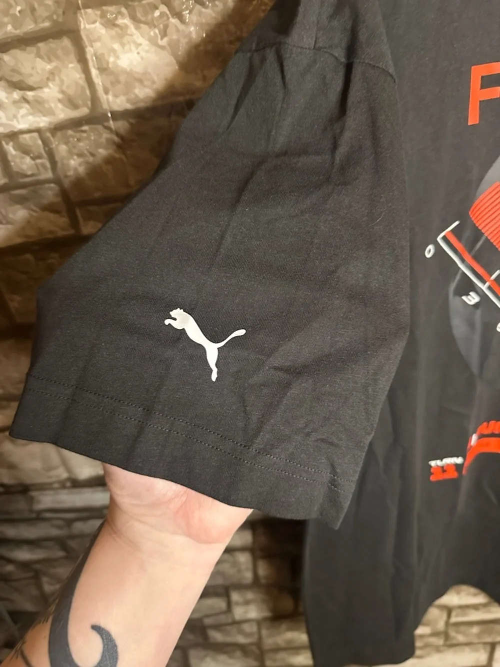NWT Puma Formula 1 Racing Men's Black Graphic Tee Size Medium